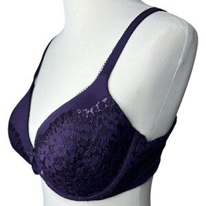 Victoria’s Secret Bra Lace 36DD Purple Lace Lined Underwire Convertible Romantic
